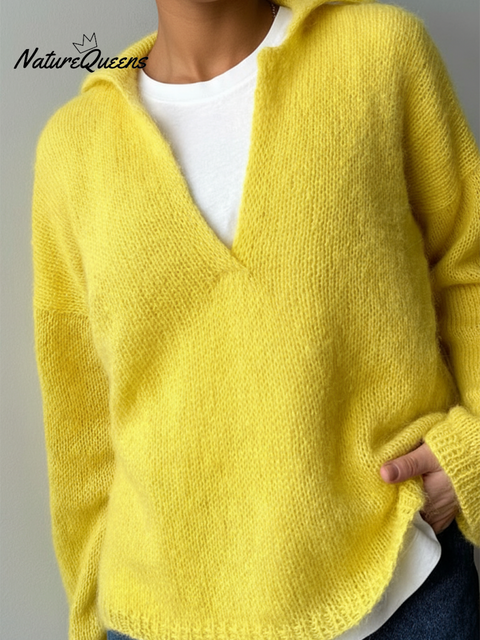Women's Soft Wool Seagull Neck Loose Sweater Top