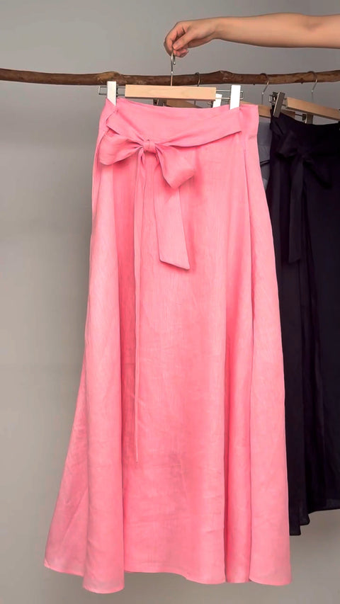 Women's 100% Linen Wrap Maxi Skirt