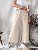 Women's Striped Pocket Casual Trousers