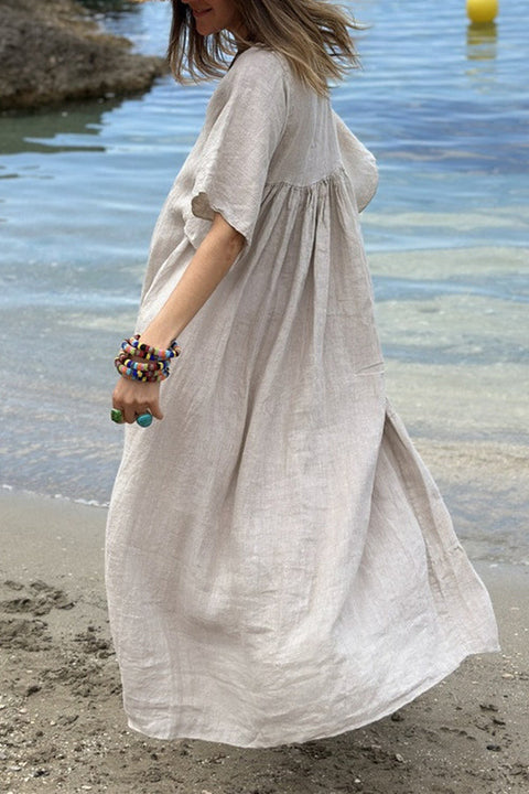 MIRA v-neck paneled maxi dress