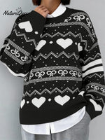 Women's Valentine's Day Heart Pattern Pullover Sweater