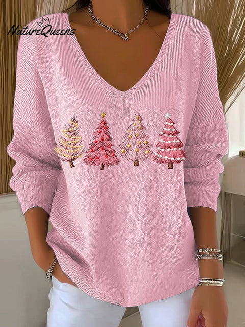 Women's casual Christmas skull knitted top