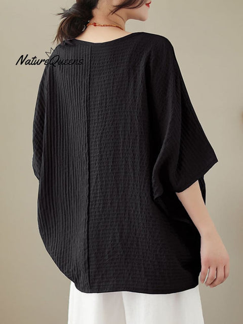 Loose Short Sleeve Cotton Linen T-shirt