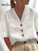 Women’s Cotton Linen Casual Shirt White / S