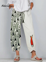 Fun Fish Art Cropped Casual Pants