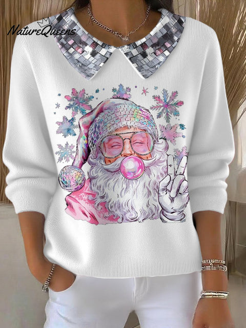 Women's Funny Christmas Santa Art Printed Tops
