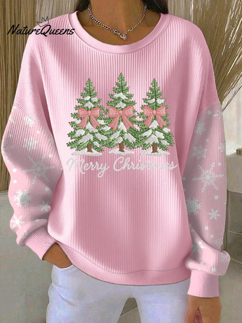 Women's Casual Christmas Textured Sweatshirt
