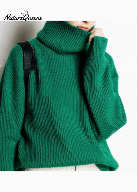 Boutique Red Turtle Neck cozy Cashmere Knitted Tops Winter