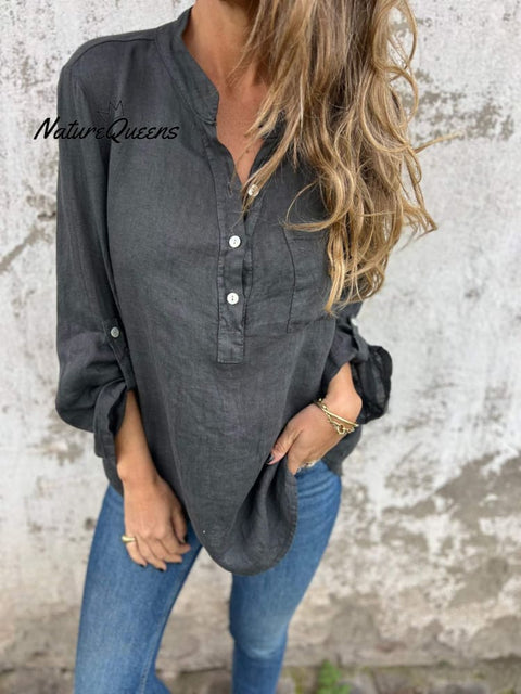 Long Sleeve V-Neck Casual Shirt