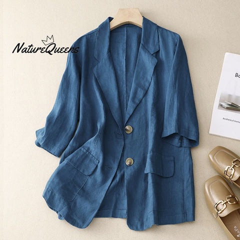 All-match casual button-down cotton linen jacket