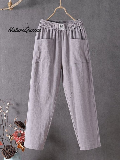 Casual Plain Natural Ankle Pants Straight Pants