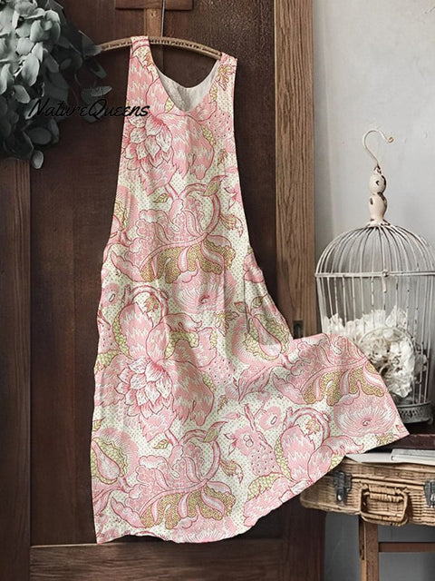 Boho Floral Print Women's Vest Dress