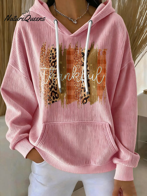 Women's Casual Autumn Thanksgiving Corduroy Hoodie