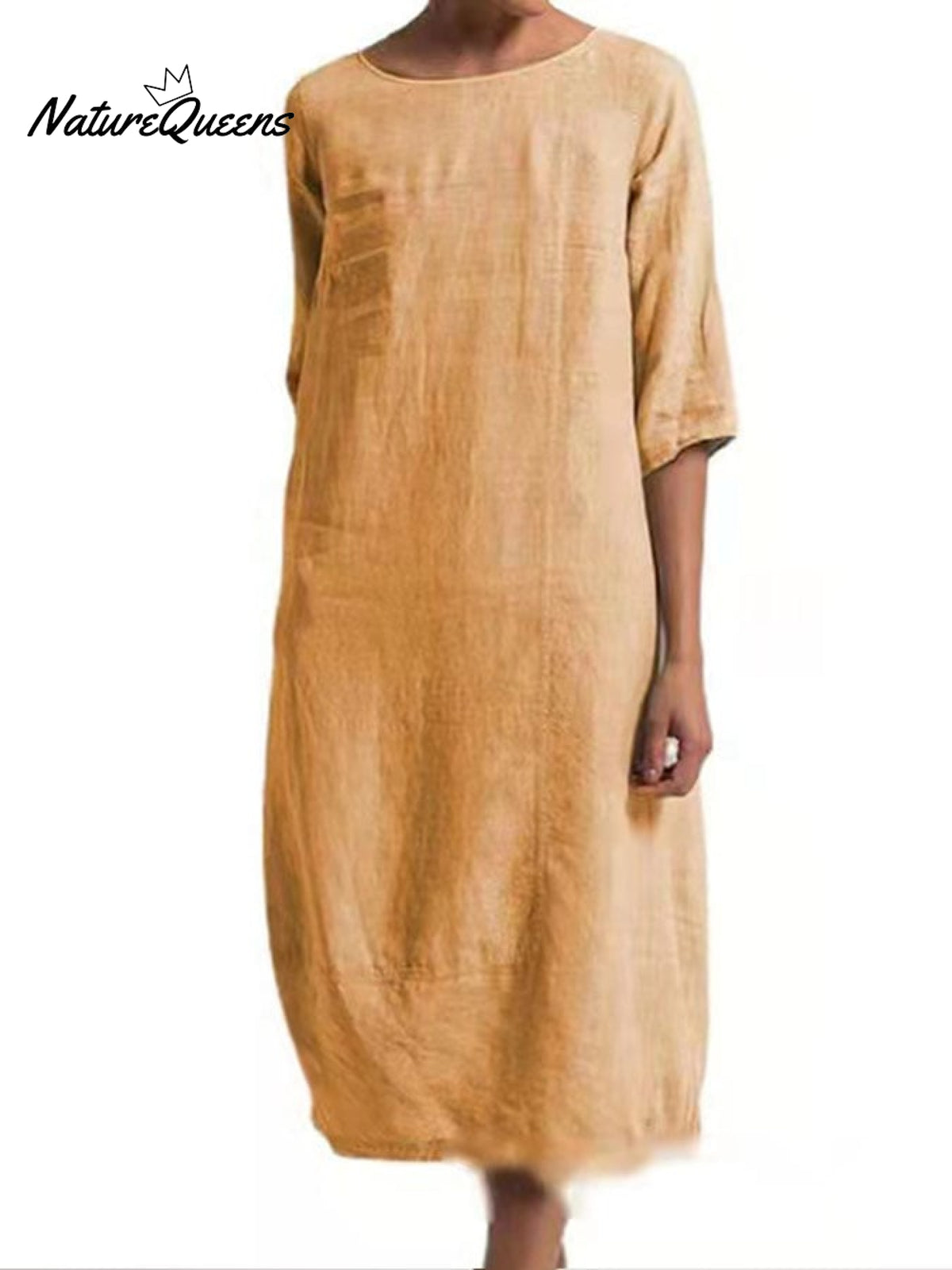 Casual Solid Color Dress Yellow / S