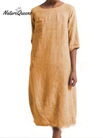 Casual Solid Color Dress Yellow / S