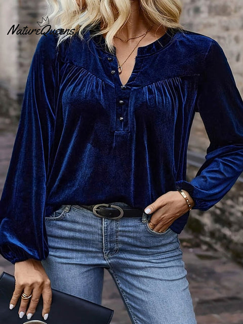 Women'S Solid Color Velvet Top