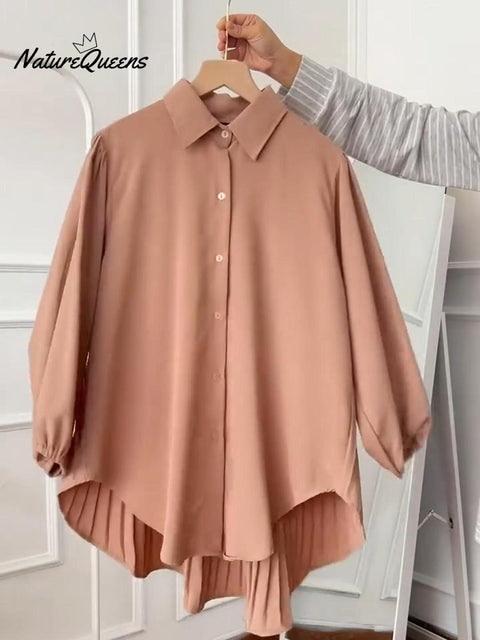 Women's Issey Miyake Pleated Cotton and Linen Shirt