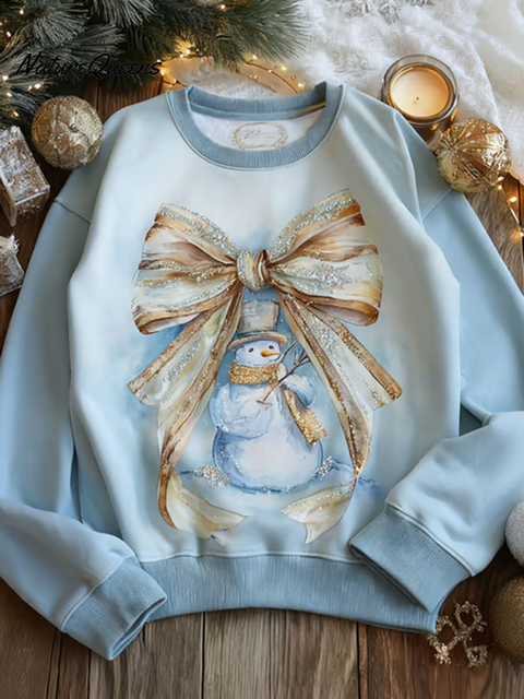 Women's Casual Fantasy Snowman Print Pullover Sweatshirt Top