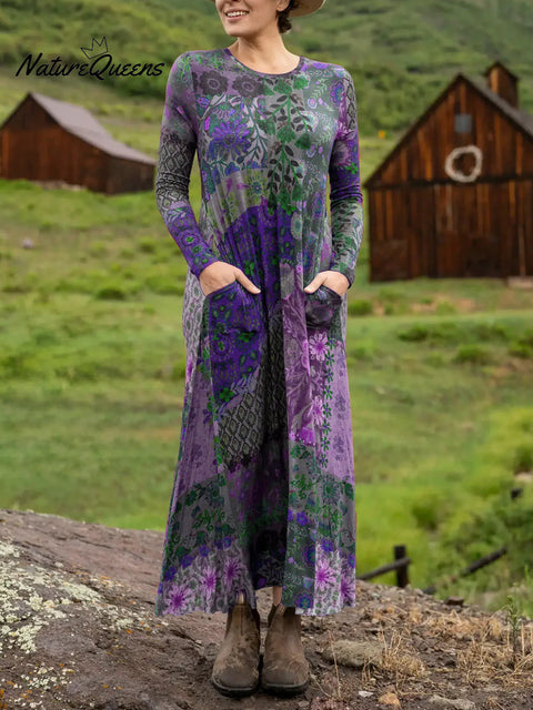 Women's Boho Floral Print Stretch Dress