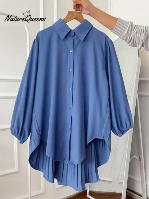 Women's Issey Miyake Pleated Cotton and Linen Shirt