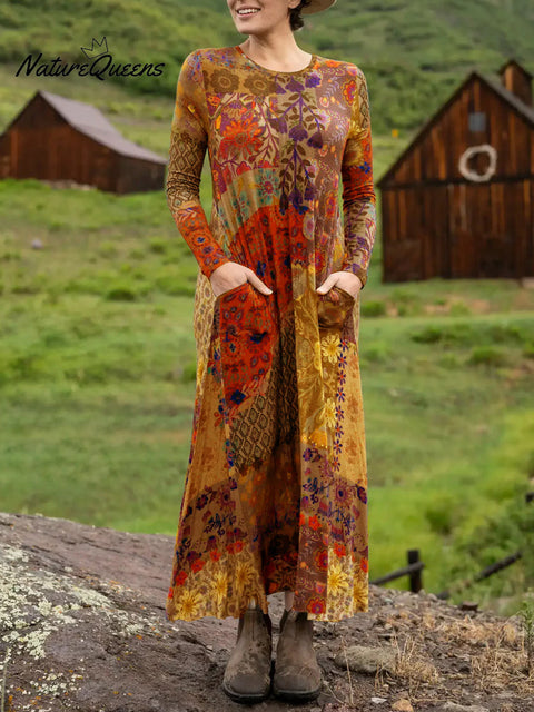 Women's Boho Floral Print Stretch Dress