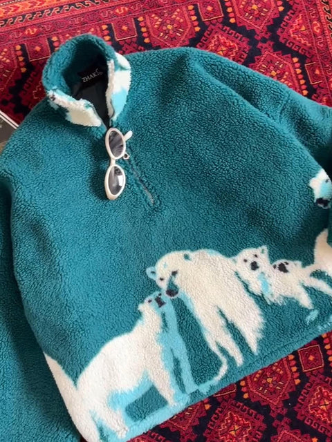 Women's Polar Bear Print Fleece Sweatshirt