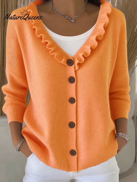 Women's Lace V-Neck Button Knitted Cardigan Sweater