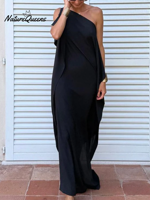 Women's Elegant Flowing Dress with Belt