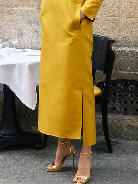 Classic Solid Color Stand Collar Pocket MAXI Dress