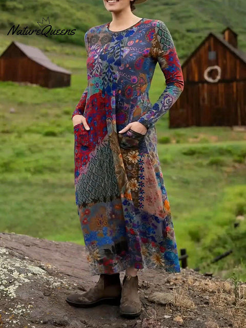 Women's Boho Floral Print Stretch Dress