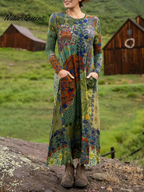 Women's Boho Floral Print Stretch Dress