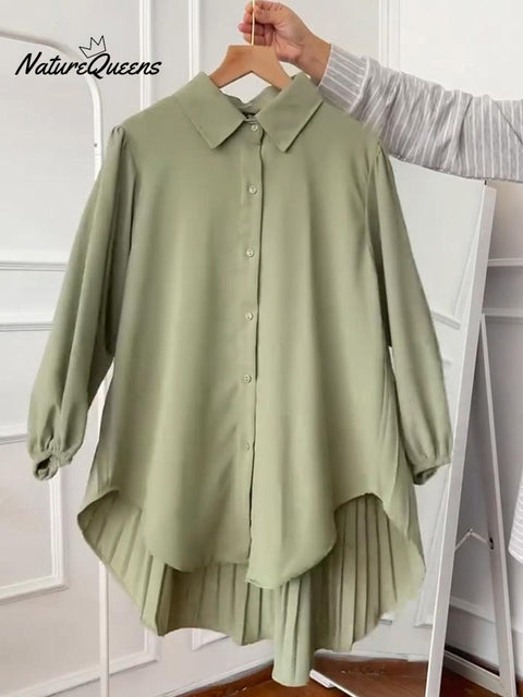 Women's Issey Miyake Pleated Cotton and Linen Shirt