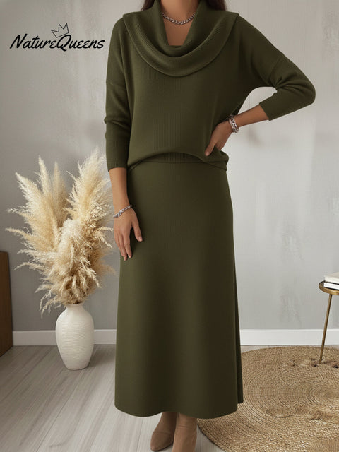 Women's Elegant Solid Color Knitted Umbrella Skirt