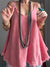 Women's Tassel Hem Tie Linen Top