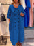 Women's Loose Button Cotton and Linen Dress