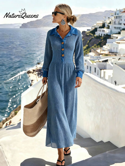 Women's Casual Solid Color Long-Sleeved Dress