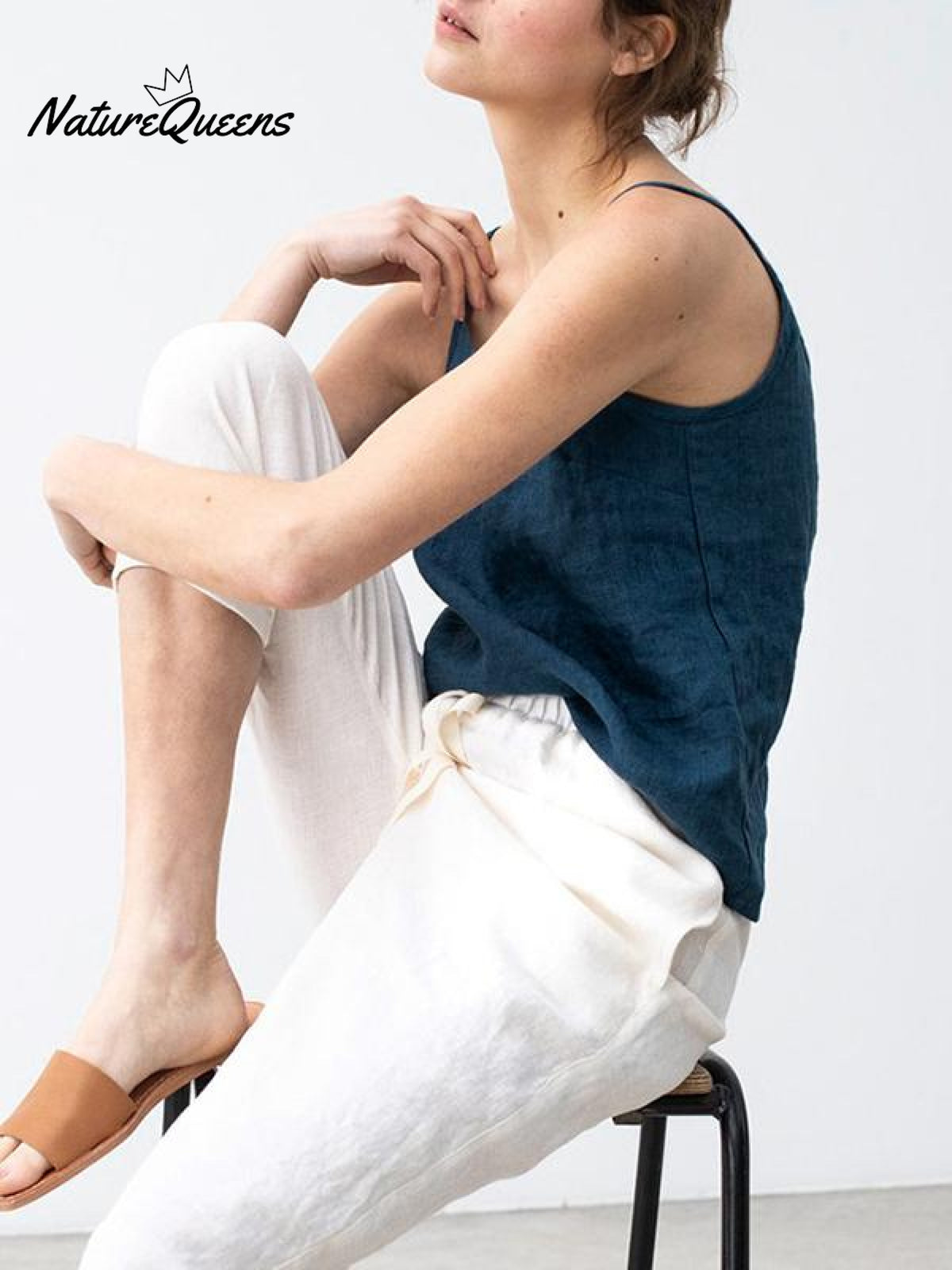 Spaghetti Strap Linen Blend Top