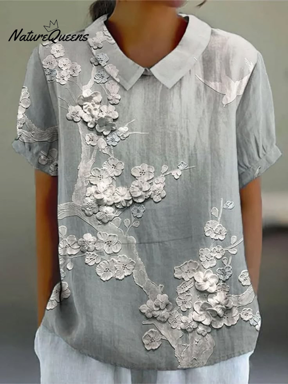 Women's Art Print Casual Cotton And Linen Shirt