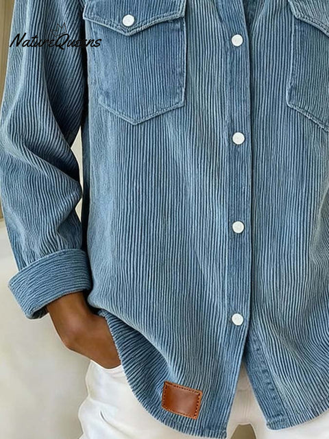 Women'S Casual Lapel Corduroy Shirt