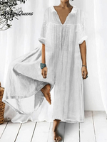 Women'S Casual Solid Color V-Neck Jumpsuit