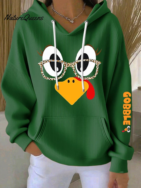 Women's Thanksgiving Turkey Print Hoodie