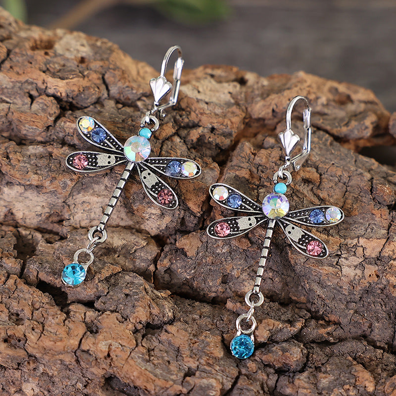 Color Diamond Dragonfly Earrings