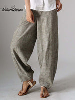 Solid Color Casual Plain Linen Pants Natural / S