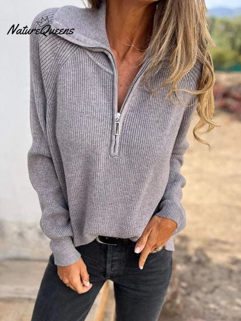 Women's Casual Solid Color Long Sleeve Knitted Sweater