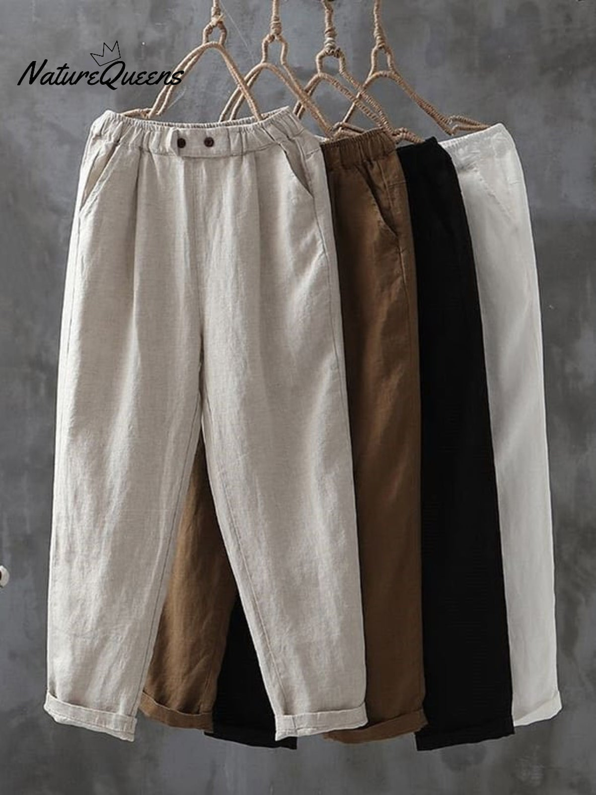 Women's Solid Color Simple Versatile Loose Casual Cotton And Linen Pants