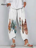Retro Art Fish Cropped Casual Pants
