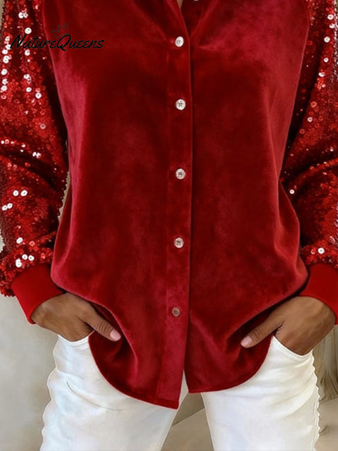 Women's Christmas Sequined Shirt