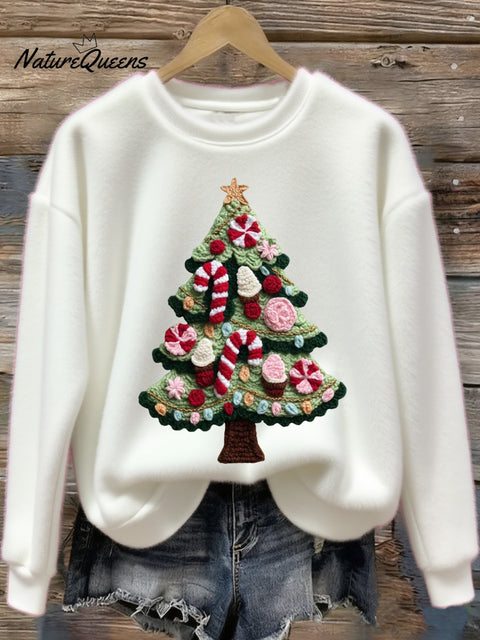 Women's Christmas Tree Art Print Flannel Sweatshirt