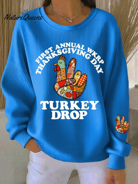 Women's Thanksgiving Turkey Print Casual Sweatshirt