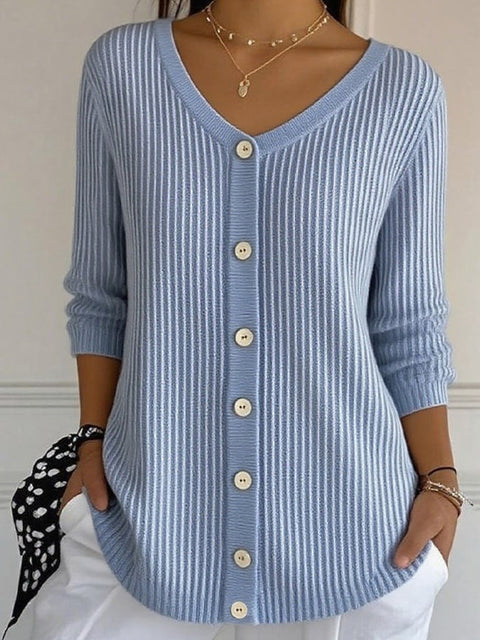 Women's Casual V-Neck Button-Down Knitted Cardigan